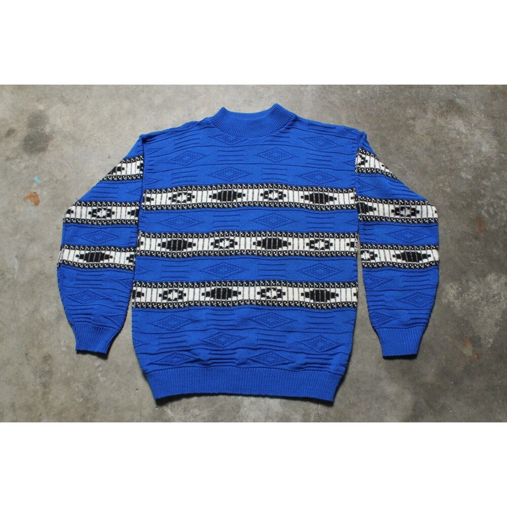 Vintage 90s Made in USA American Pride Blue 3D Knit Sweater - S / M